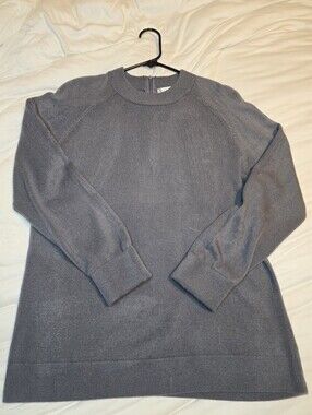 Nouveaux Vintage Gray Mock Neck Zip-Back Sweater Size L Acrylic Knit